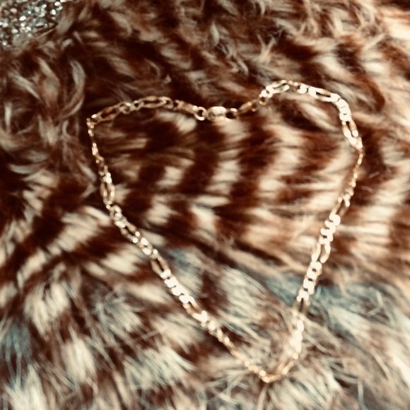 Two-Toned 14K Gold Ankle Bracelet 9" - Picture 2 of 16